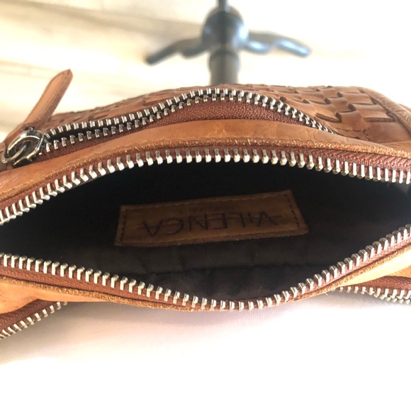 Anthropologie Vilenca Holland Cognac Leather Belt Bag Woven Crossbody Boho - Picture 8 of 12
